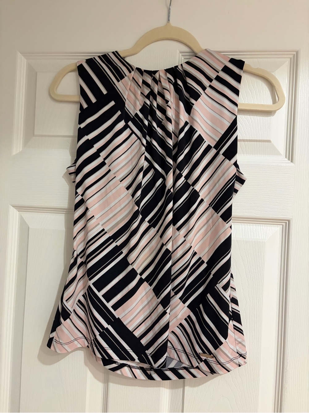 Calvin Klein Black and Light Pink Diagonal Stripe Sleeveless Camisole